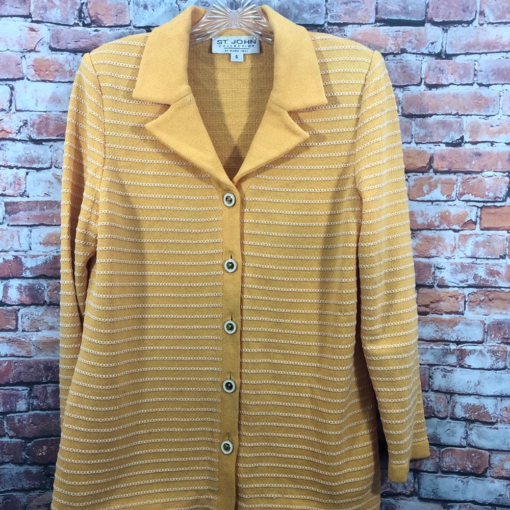St. John Striped Button Cardigan Jacket